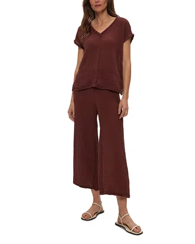 Michael Stars Medina Cotton Smocked Waist Pants In Brown
