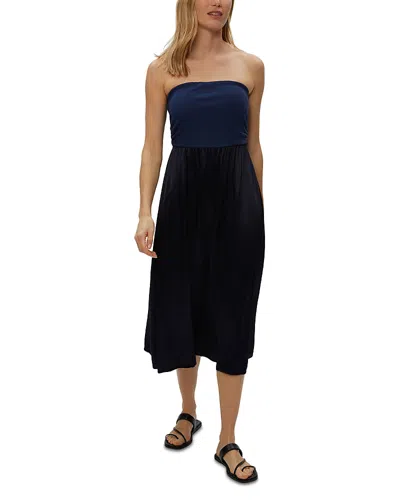 Michael Stars Skyler Strapless Midi Dress In Blue