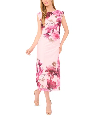Ted Baker Placed Floral Mesh Sheath Dress In Multi
