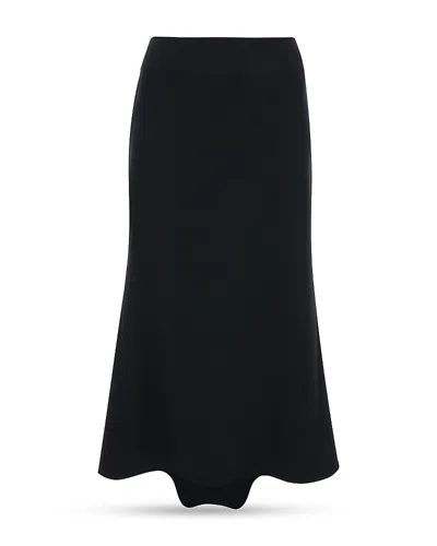 Victoria Beckham Navy Blue Kick Detail Skirt In Blue