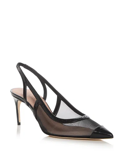 Malone Souliers Sheer Mesh Pointed Toe Stiletto Pumps In Black