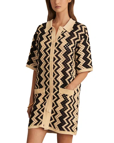 Reiss Natalie Knitted Crochet Dress In Neutral