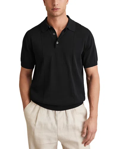 Reiss Asher Regular Fit Knit Polo In Black