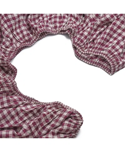 Piglet In Bed Gingham Linen Fitted Sheet, Twin In Multi