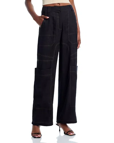Cult Gaia Wynn Wide-leg Cargo Pant In Black In Black