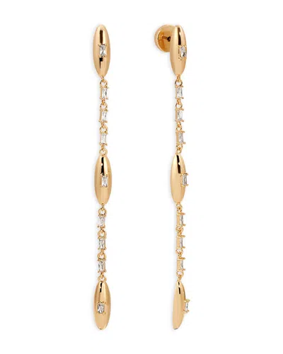 Ettika Baguette Cubic Zirconia Oval Dome Linear Drop Earrings