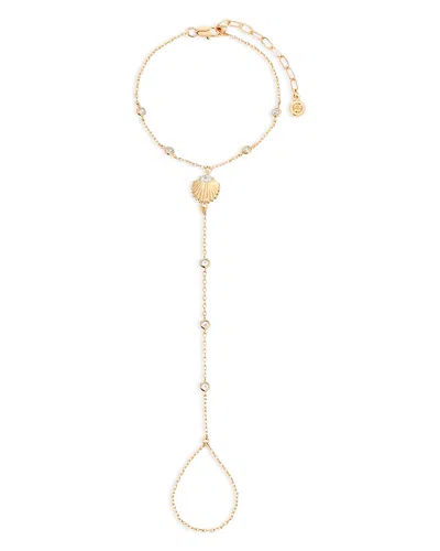 Ettika Santorini Cubic Zirconia Shell Hand Chain In Gold