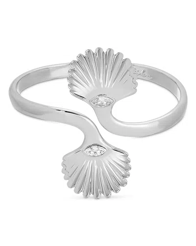 Ettika Santorini Cubic Zirconia Shell Cuff Bracelet In Metallic