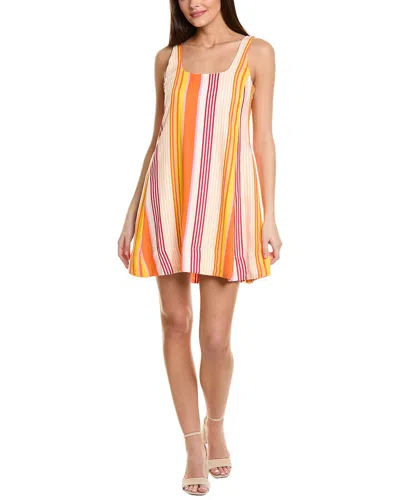 1.state Scoop Neck Linen-blend Mini Dress In Multi