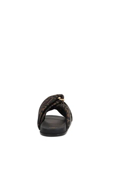 Fendi Women Printed Satin Fell Slippers