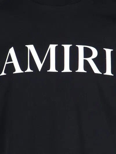 Amiri Black Crewneck T-shirt With Logo Lettering Print On The Front In Cotton Man In Black