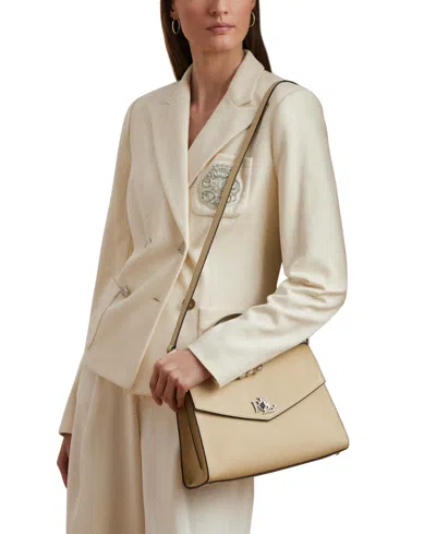 Ralph Lauren Crosshatch Leather Large Farrah Satchel In Brown