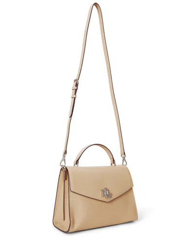 Ralph Lauren Crosshatch Leather Large Farrah Satchel In Brown
