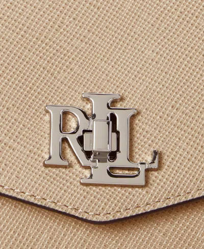Ralph Lauren Crosshatch Leather Large Farrah Satchel In Brown