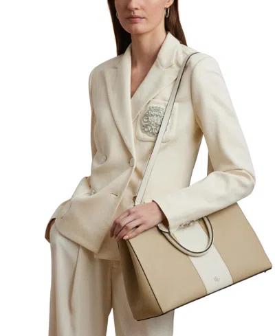 Ralph Lauren Two-tone Leather Large Hanna Satchel