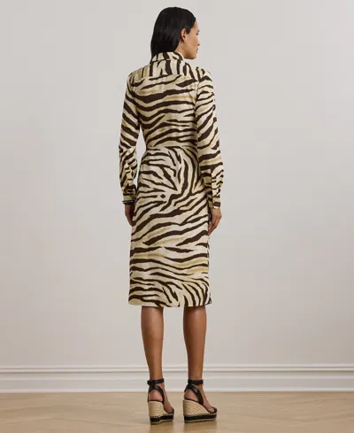 Ralph Lauren Zebra-print Tie-front Crepe Shirtdress