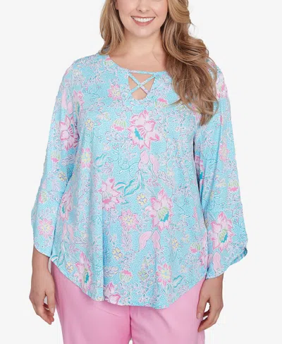 Ruby Rd. Plus Size Floral Puff Print Top