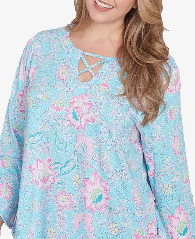 Ruby Rd. Plus Size Floral Puff Print Top