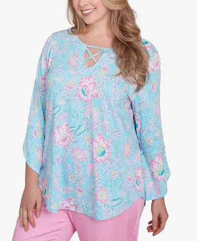 Ruby Rd. Plus Size Floral Puff Print Top