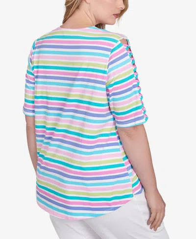 Ruby Rd. Plus Size Oasis Stripe Square Neck T-shirt