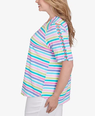 Ruby Rd. Plus Size Oasis Stripe Square Neck T-shirt
