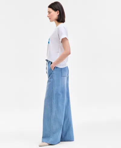 On 34th Women's Pull-on Utility Wide-leg Jeans, Exclusively At Macy's