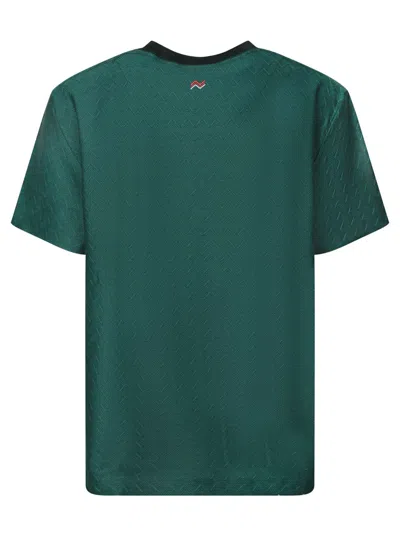 Missoni Green T-shirt In Tone-on-tone Zig Zag Cotton Jersey In Green