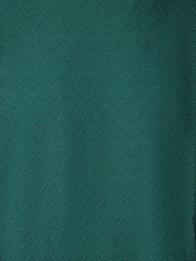 Missoni Green T-shirt In Tone-on-tone Zig Zag Cotton Jersey In Green