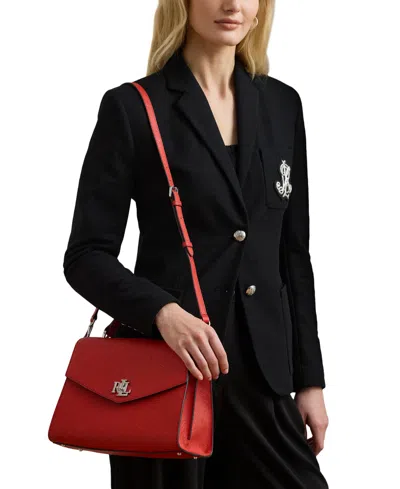 Ralph Lauren Crosshatch Leather Large Farrah Satchel