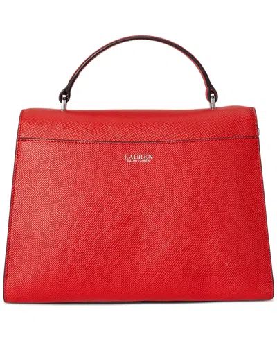 Ralph Lauren Crosshatch Leather Large Farrah Satchel