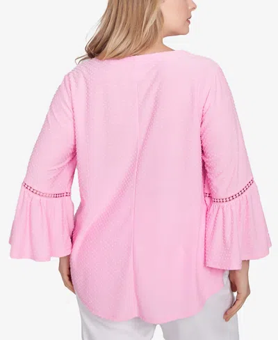Ruby Rd. Plus Size Scoop Neck Clip Dot Texture Solid Top