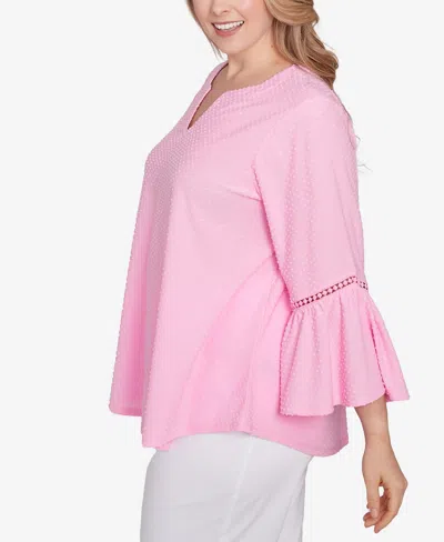 Ruby Rd. Plus Size Scoop Neck Clip Dot Texture Solid Top