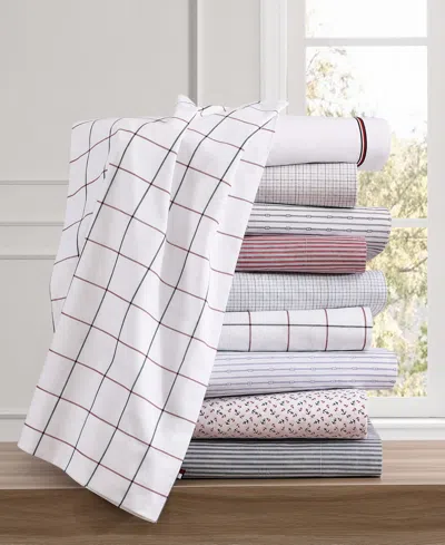 Tommy Hilfiger Printed 200-thread Count Cotton Percale 4-pc. Sheet Set, Queen In Gray