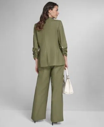 Calvin Klein Womens 3 4 Sleeve Blazer Flutter Sleeve Blouse Wide Leg Pants