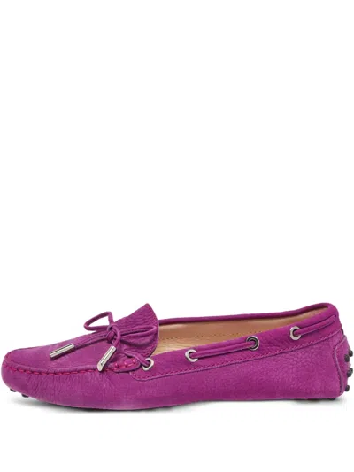 Pre-owned Tod's Vintage Leather Loafers In Purple