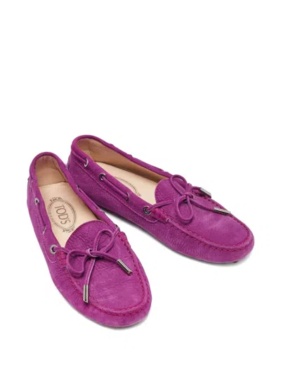 Pre-owned Tod's Vintage Leather Loafers In Purple
