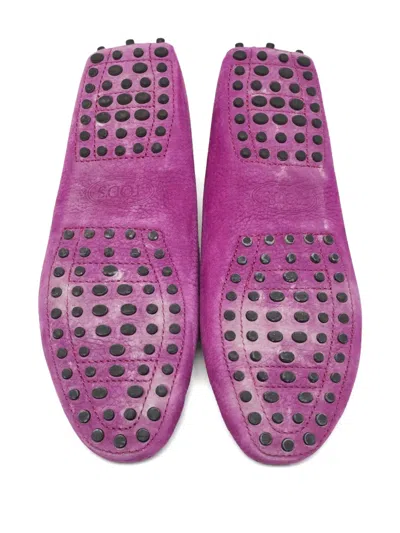 Pre-owned Tod's Vintage Leather Loafers In Purple