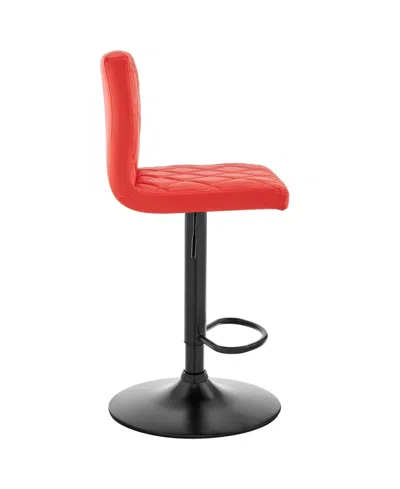 Armen Living Duval Adjustable Faux Leather Swivel Bar Stool In Red