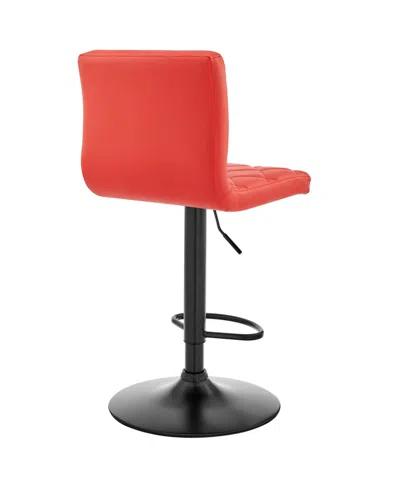 Armen Living Duval Adjustable Faux Leather Swivel Bar Stool In Red
