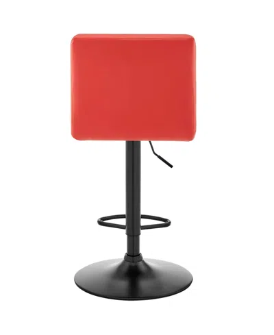 Armen Living Duval Adjustable Faux Leather Swivel Bar Stool In Red