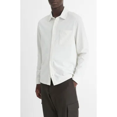 Vince Sueded Knit Button-up Shirt In White