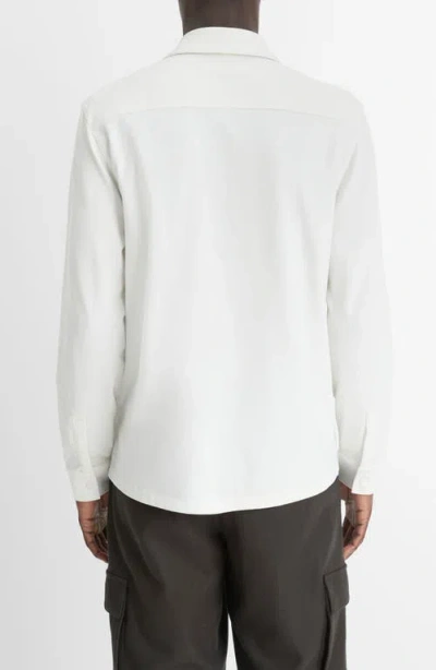 Vince Sueded Knit Button-up Shirt In White