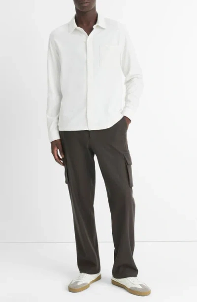 Vince Sueded Knit Button-up Shirt In White
