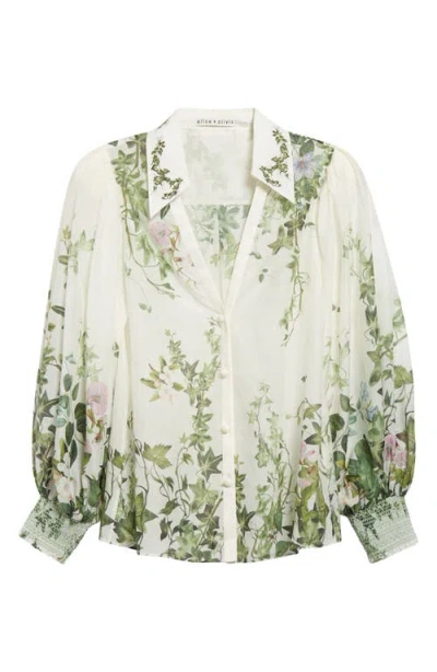 Alice And Olivia Charis Button Down Blouse Ivy Romance In White