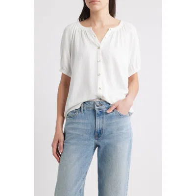 Bobeau Puff Sleeve Top In White