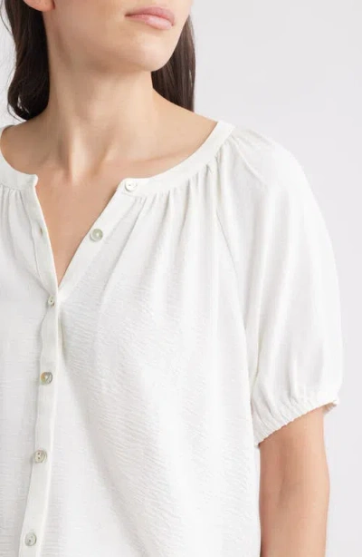 Bobeau Puff Sleeve Top In White
