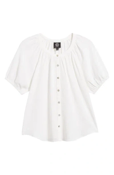 Bobeau Puff Sleeve Top In White