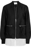 3.1 Phillip Lim Shirt Underlay Duchesse Satin Bomber Jacket In Black