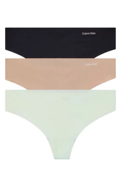 Calvin Klein Invisibles 3-pack Thongs In Multi