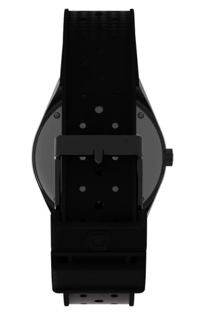 Timex ® Q Gmt Synthetic Rubber Strap Watch, 38mm In Black